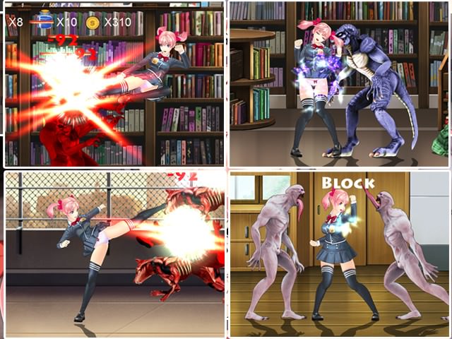 2D横スクロールで敵と戦う